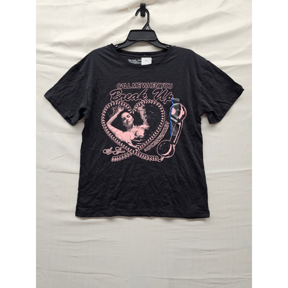Selena Gomez Womens Graphic T-Shirt Black Cotton Casual Size Large